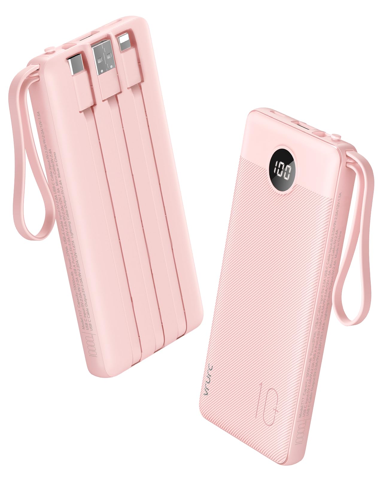 Foto 2 pulgar | Cargador Portátil Power Bank Vrurc De 10000 Mah Con 22,5 W, Color Rosa - Venta Internacional.