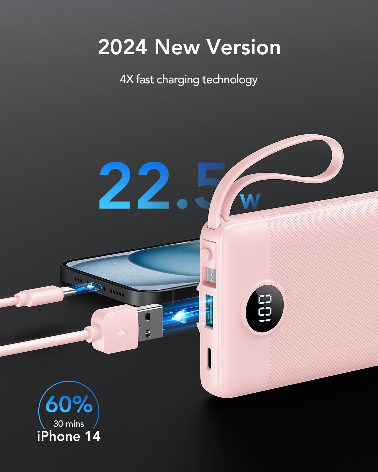 Foto 3 pulgar | Cargador Portátil Power Bank Vrurc De 10000 Mah Con 22,5 W, Color Rosa - Venta Internacional.