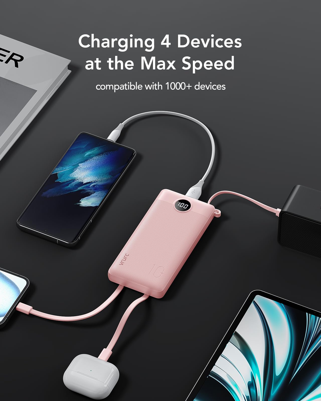 Foto 6 pulgar | Cargador Portátil Power Bank Vrurc De 10000 Mah Con 22,5 W, Color Rosa - Venta Internacional.