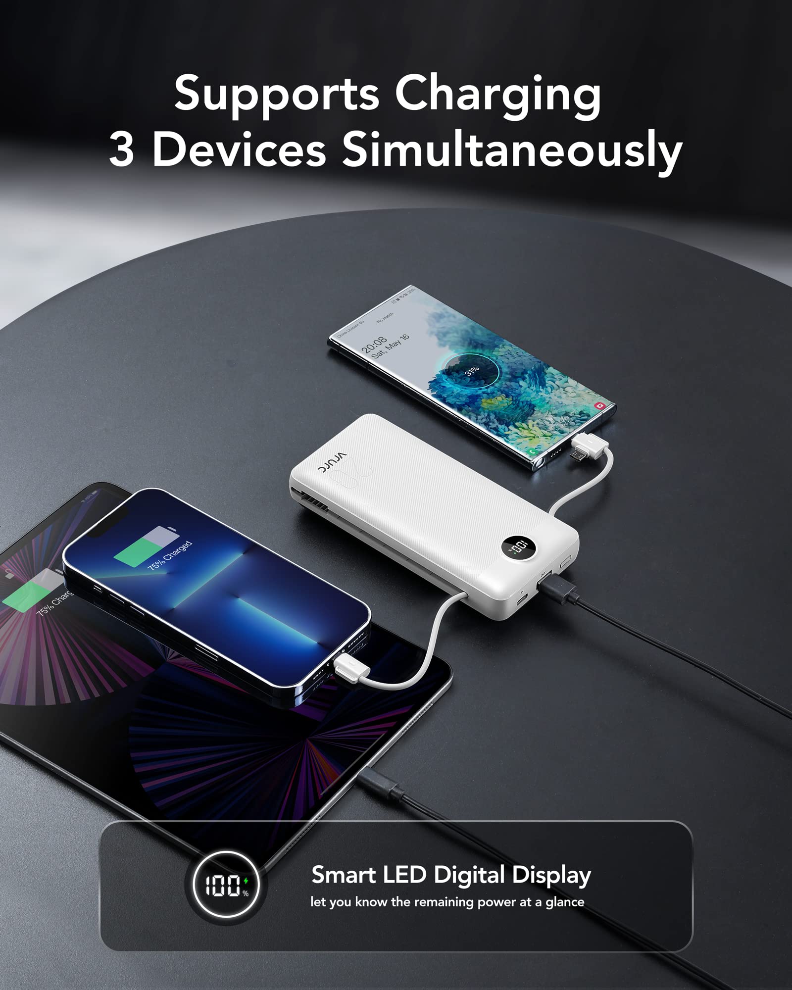 Foto 8 pulgar | Power Bank Vrurc 20000 Mah De Carga Rápida Usb-c, 4 Salidas Y 2 Entradas - Venta Internacional.