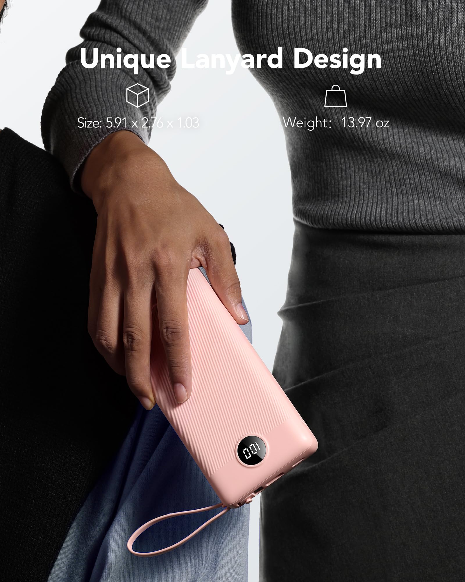 Foto 4 | Cargador Portátil Vrurc Power Bank De 20000 Mah Con 4 Cables, Color Rosa - Venta Internacional.