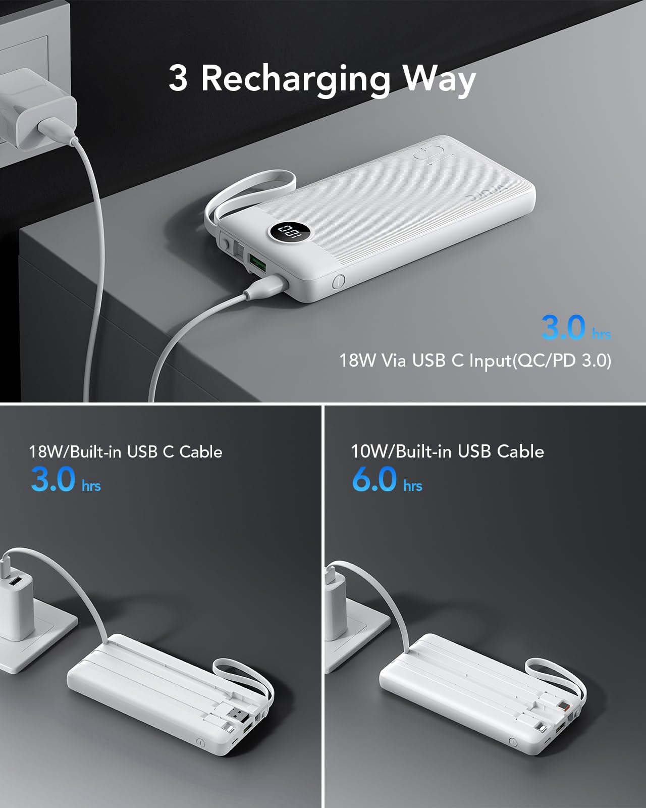Foto 7 pulgar | Power Bank Vrurc, 10000 Mah, 22,5 W, Carga Rápida, Entrada/salida Usb-c - Venta Internacional.