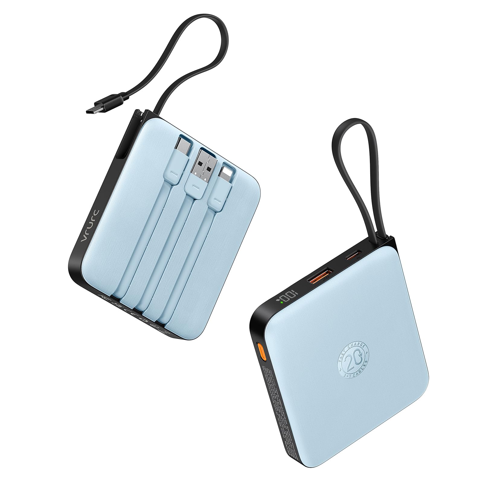 Foto 2 pulgar | Cargador Portátil Vrurc De 10000 Mah Con 4 Cables Integrados, Color Azul - Venta Internacional.