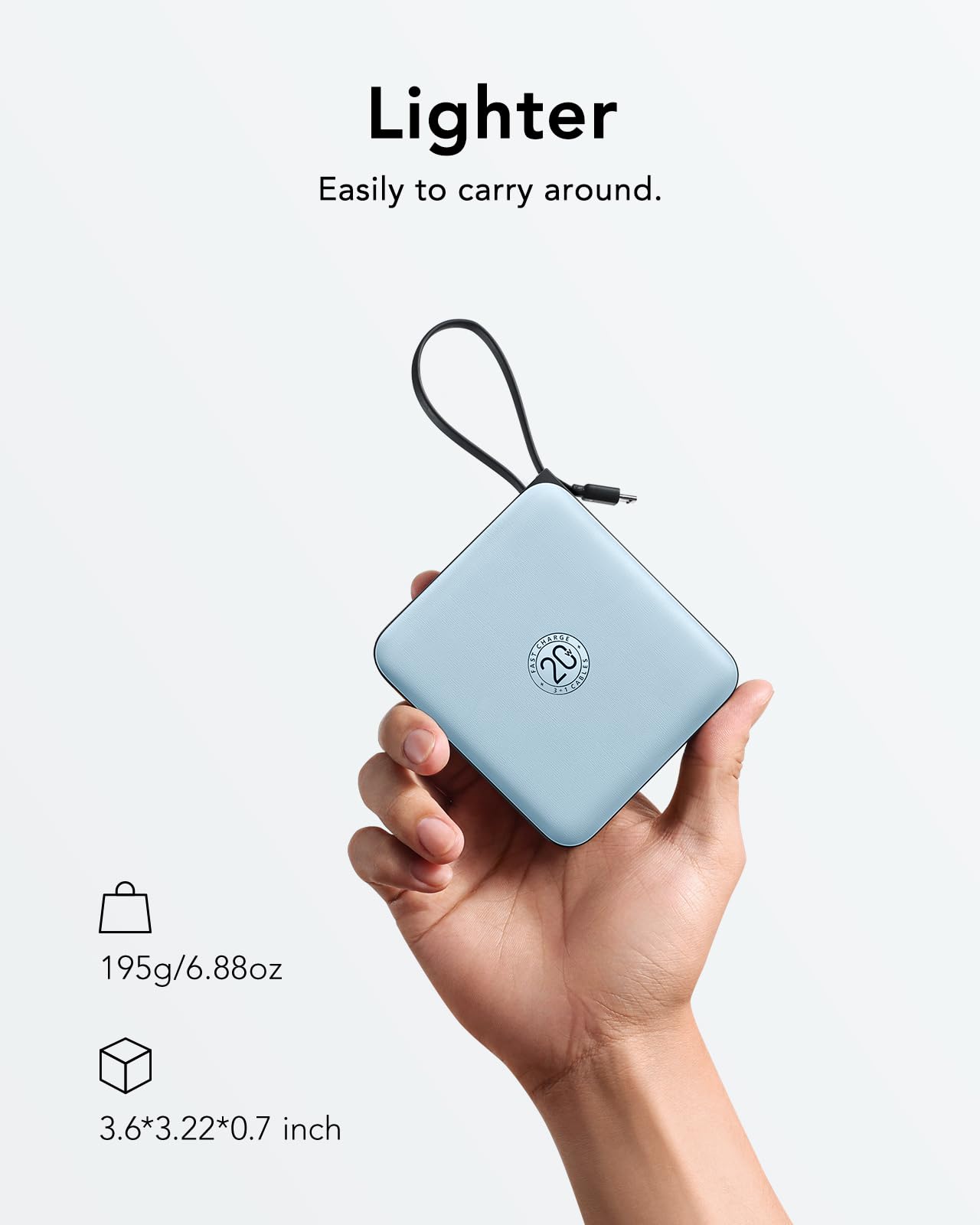 Foto 2 | Cargador Portátil Vrurc De 10000 Mah Con 4 Cables Integrados, Color Azul - Venta Internacional.