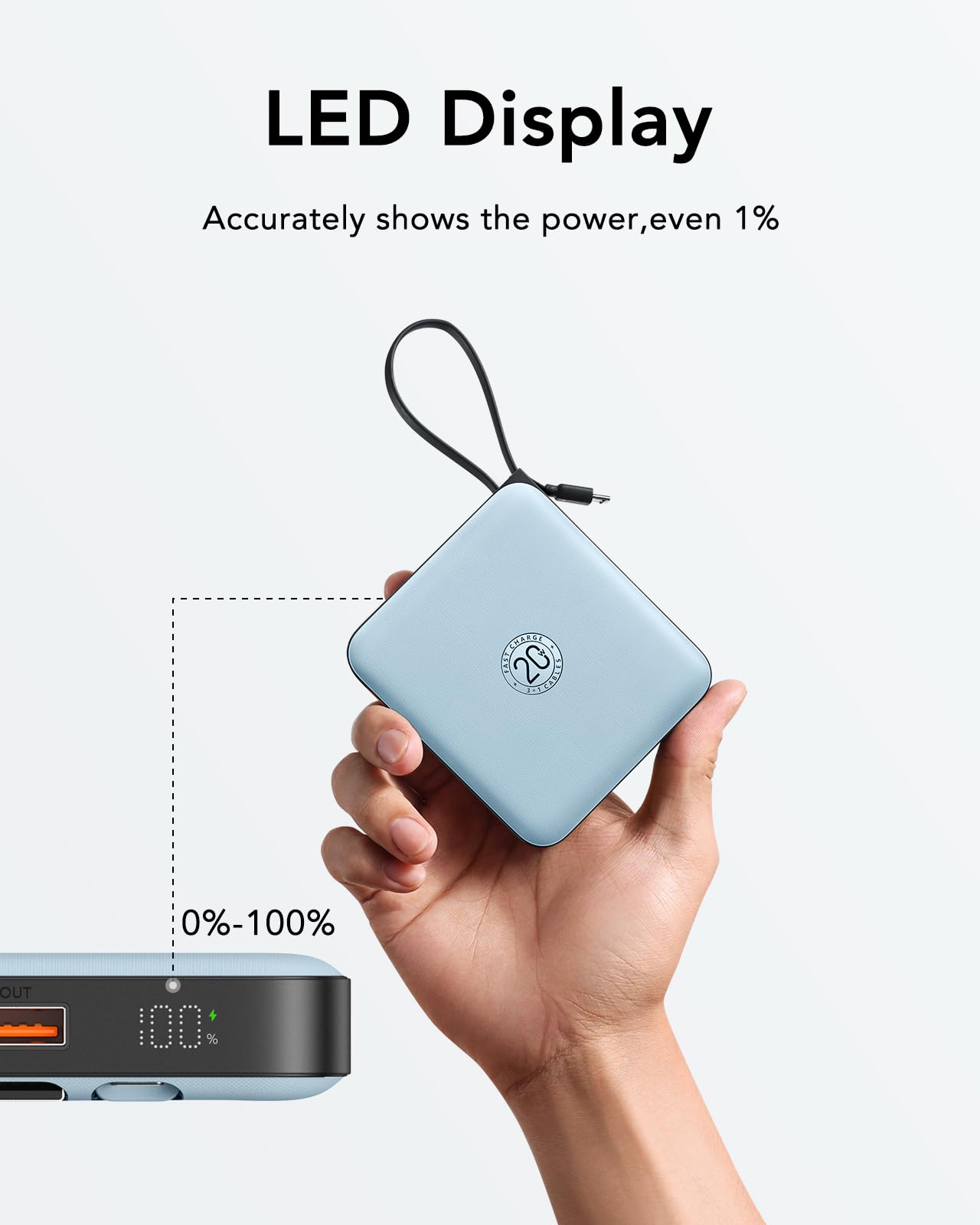 Foto 4 pulgar | Cargador Portátil Vrurc De 10000 Mah Con 4 Cables Integrados, Color Azul - Venta Internacional.