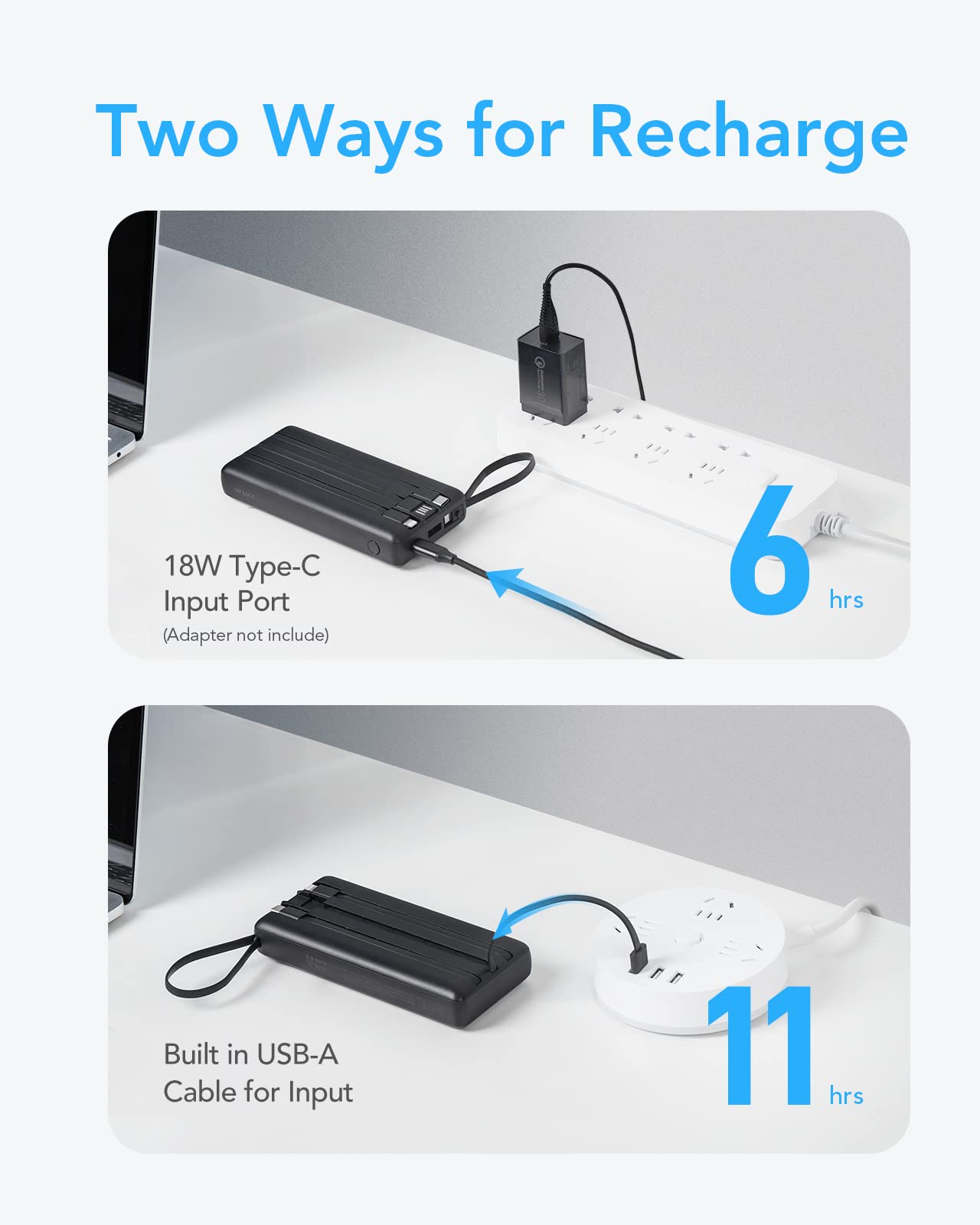 Foto 7 pulgar | Cargador Portátil Vrurc Power Bank De 20000 Mah Con Cables Integrados - Venta Internacional.