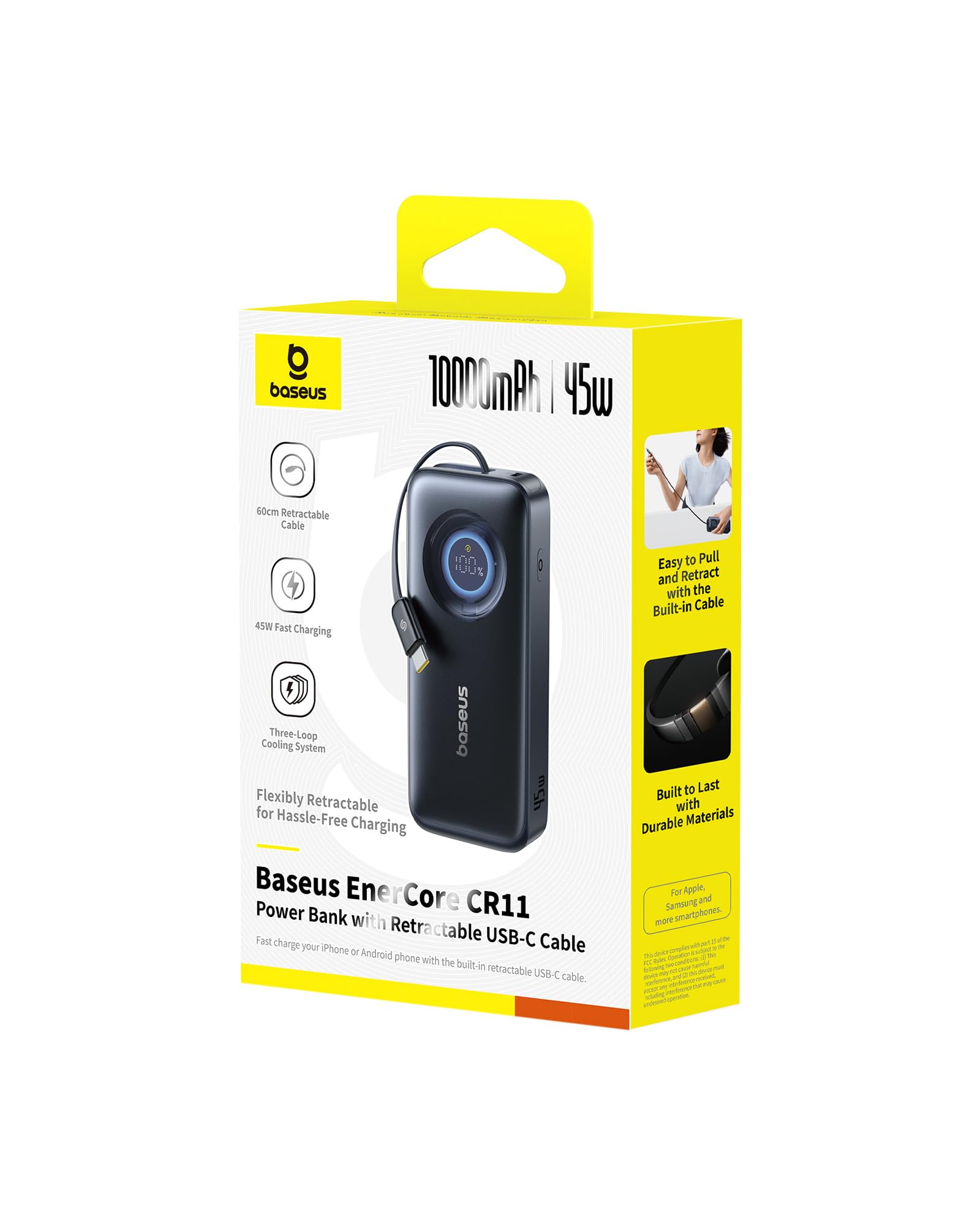 Foto 5 | Banco De Energía Baseus Enercore 10000 Mah 45 W Con Cable Retráctil - Venta Internacional.