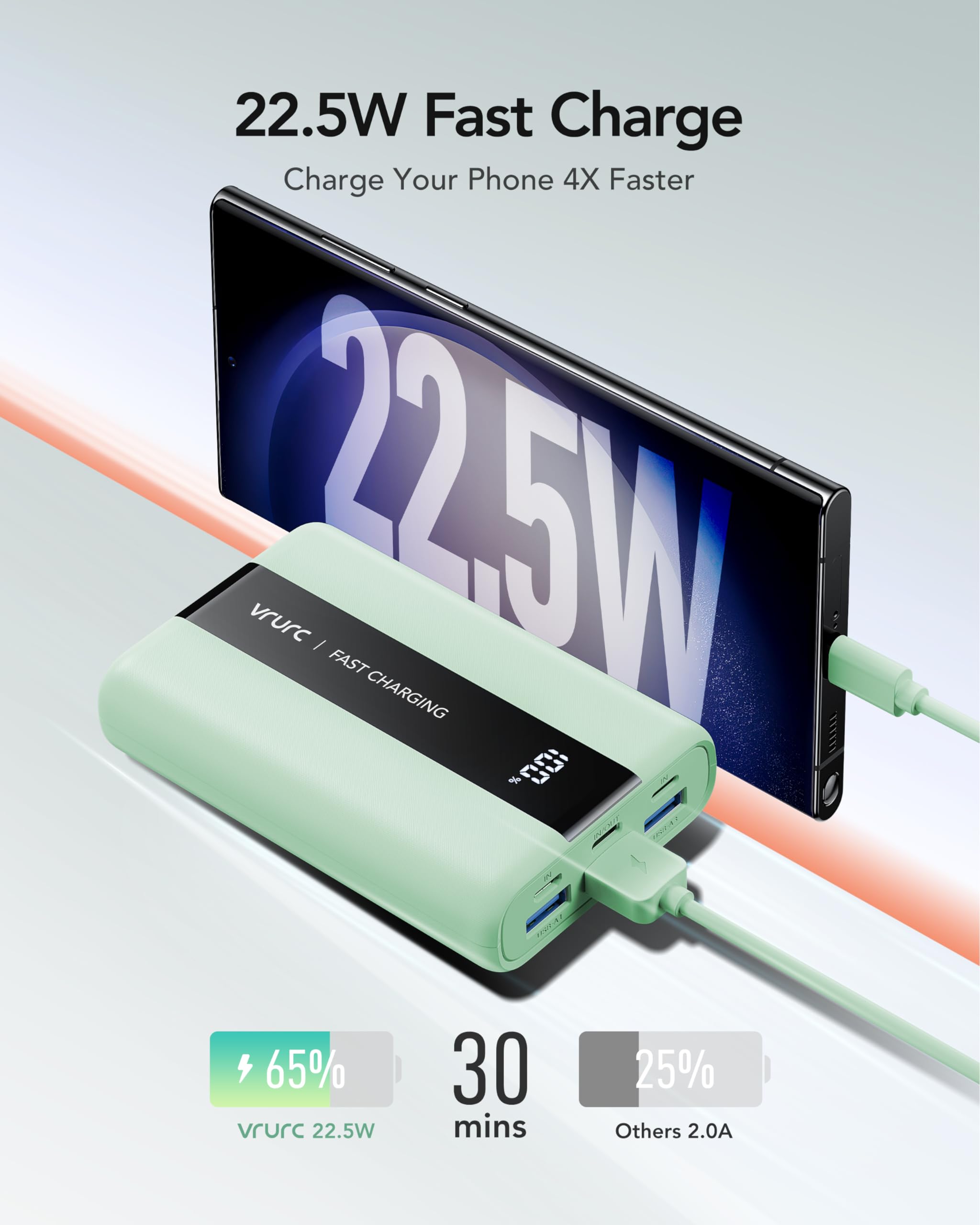 Foto 3 pulgar | Cargador Portátil Power Bank Vrurc 20000 Mah Usb C Pd Y Qc 3.0 - Venta Internacional.