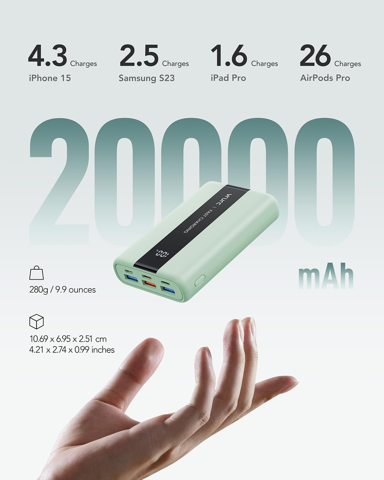 Foto 5 pulgar | Cargador Portátil Power Bank Vrurc 20000 Mah Usb C Pd Y Qc 3.0 - Venta Internacional.