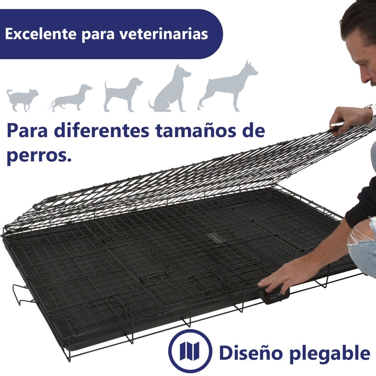 Foto 3 pulgar | Jaula para Perro Metálica Plegable Transportadora Rack & Rack color Negro