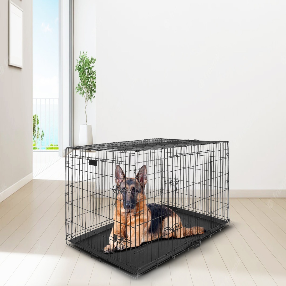 Foto 3 | Jaula para Perro Metálica Plegable Transportadora Rack & Rack color Negro