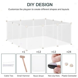 Foto 4 | Jaula Pet Playpen Pawhut Diy Para Animales Pequeños, 12 Paneles, Color Blanco - Venta Internacional.