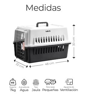 Foto 2 | Jaula Transportadora Portatil Perro Gato Conejo Mascota Negro Blanco