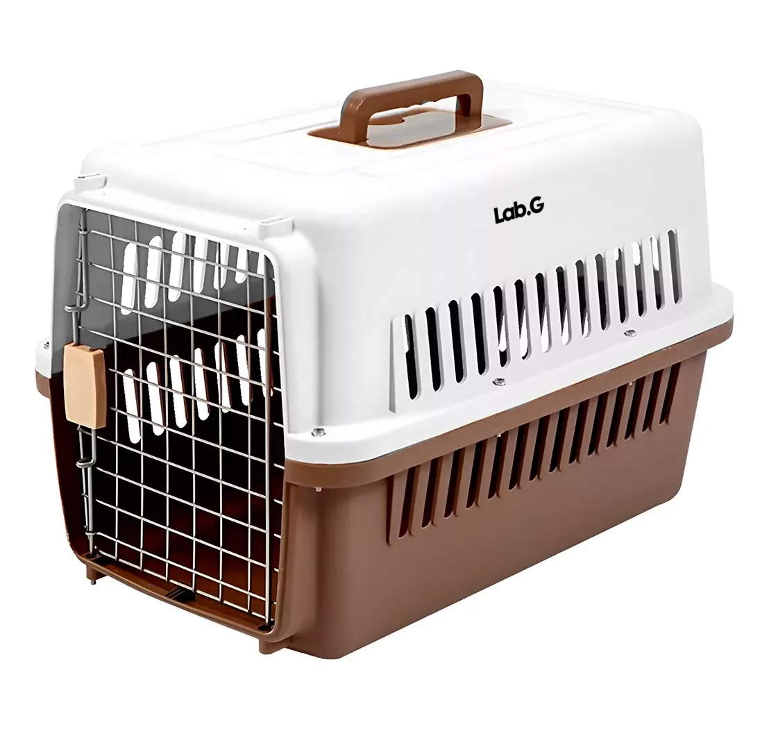 Jaula Transportadora Portatil Perro Gato Conejo Mascota Cafe Blanco
