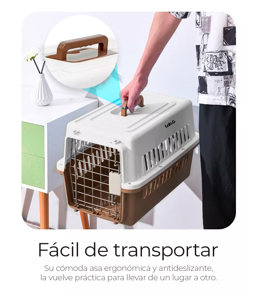 Foto 3 | Jaula Transportadora Portatil Perro Gato Conejo Mascota Cafe Blanco