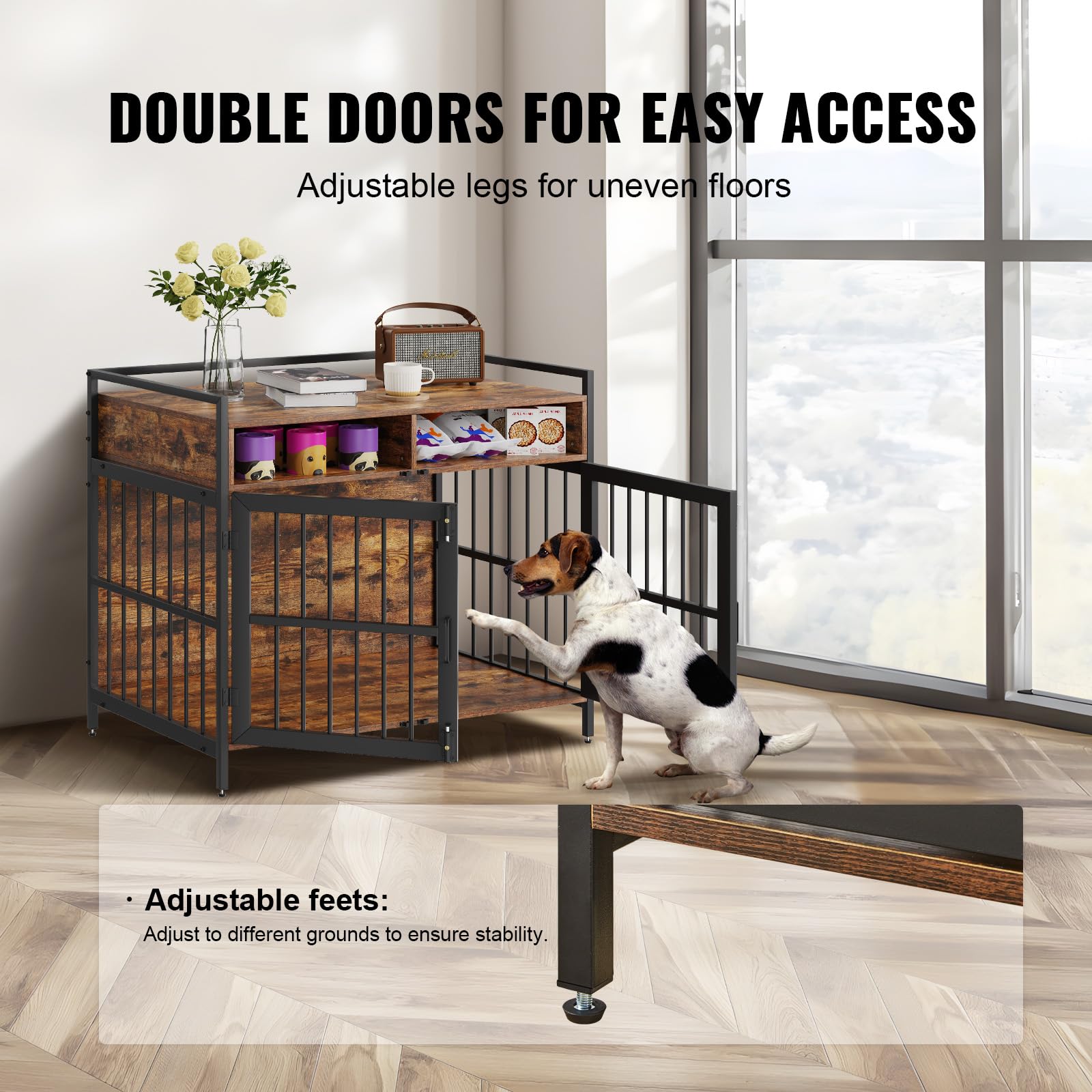 Foto 4 | Mueble Tipo Jaula Para Perros Vevor Furniture Style 104 Cm, Color Marrón Rústico - Venta Internacional.