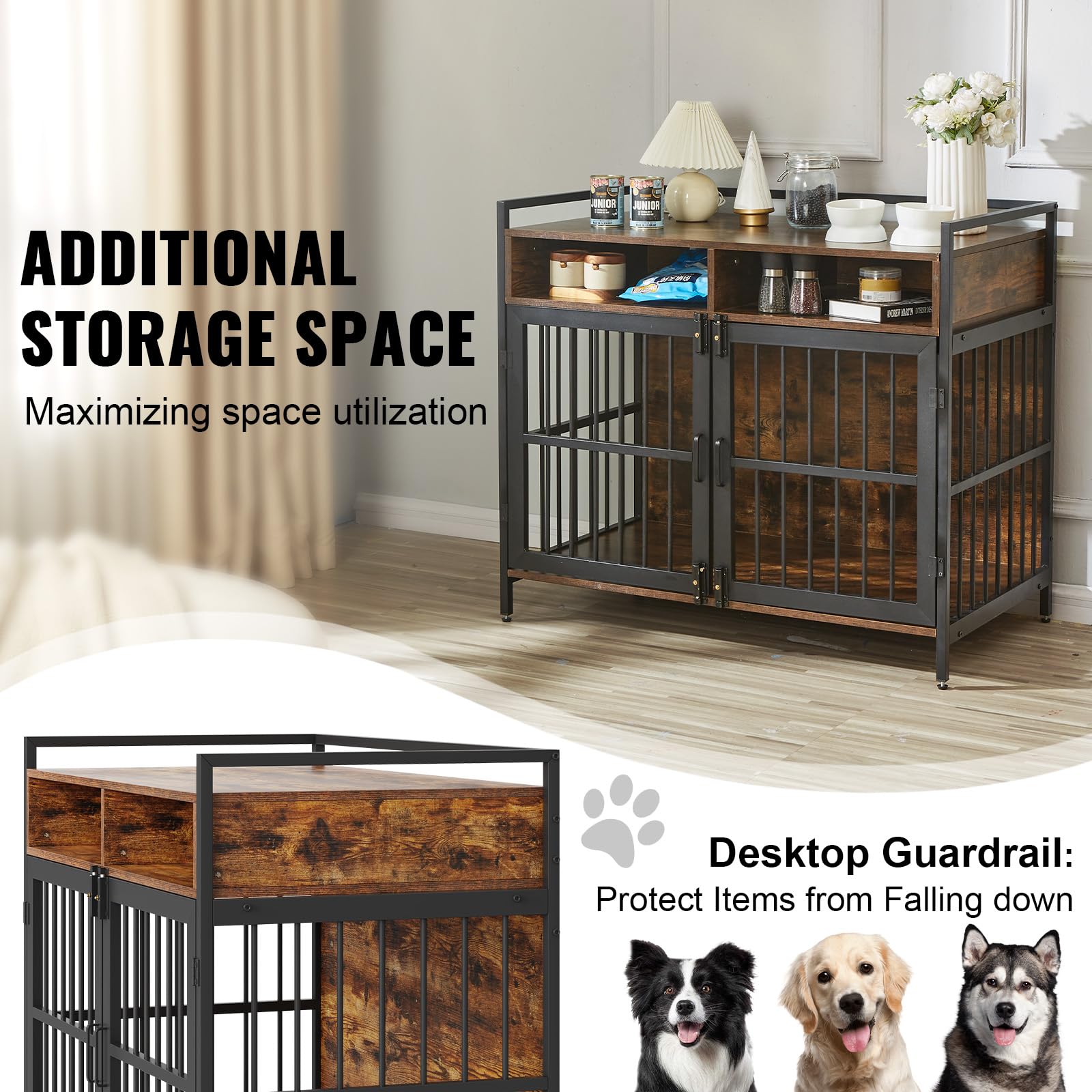 Foto 7 pulgar | Mueble Tipo Jaula Para Perros Vevor Furniture Style 104 Cm, Color Marrón Rústico - Venta Internacional.