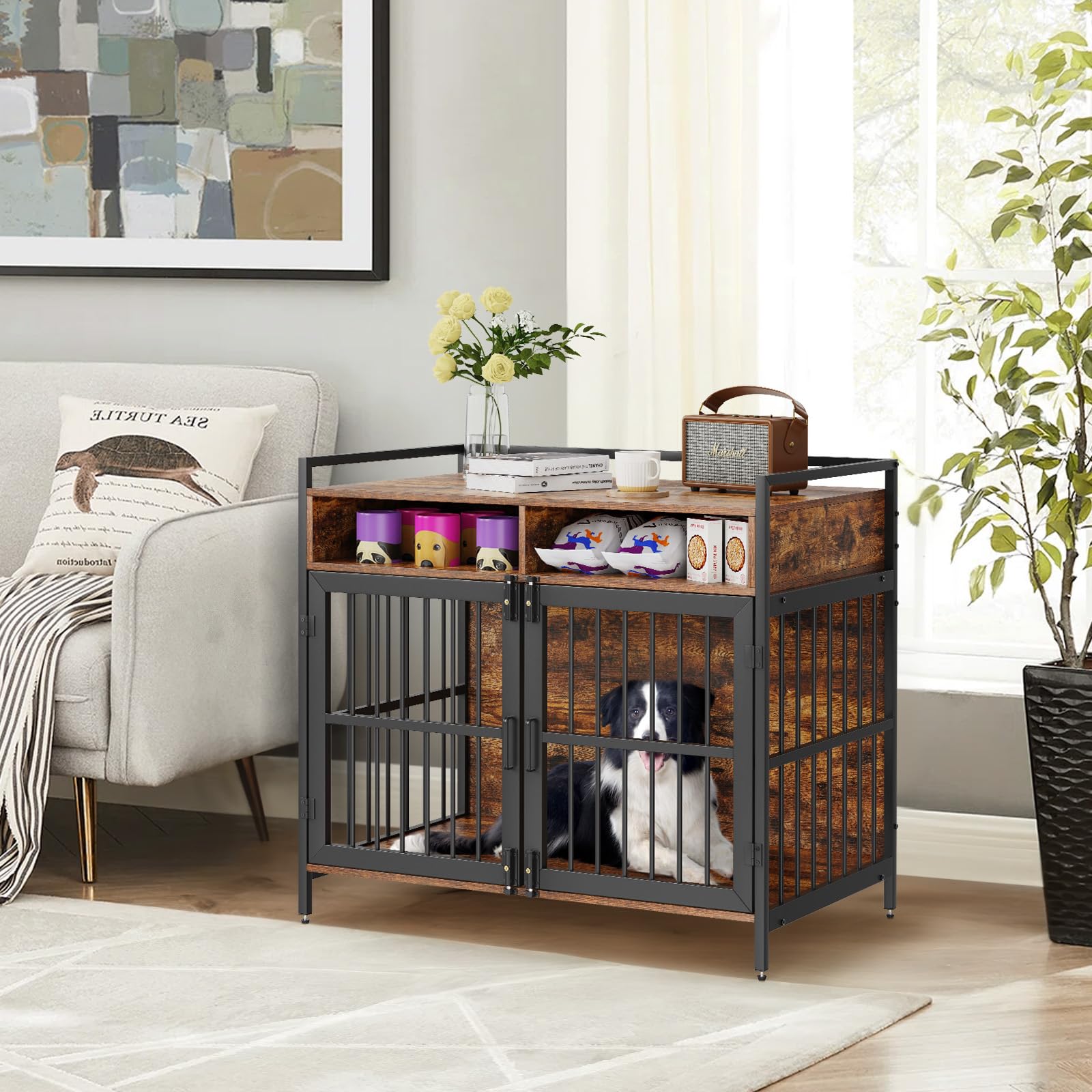 Foto 8 pulgar | Mueble Tipo Jaula Para Perros Vevor Furniture Style 104 Cm, Color Marrón Rústico - Venta Internacional.