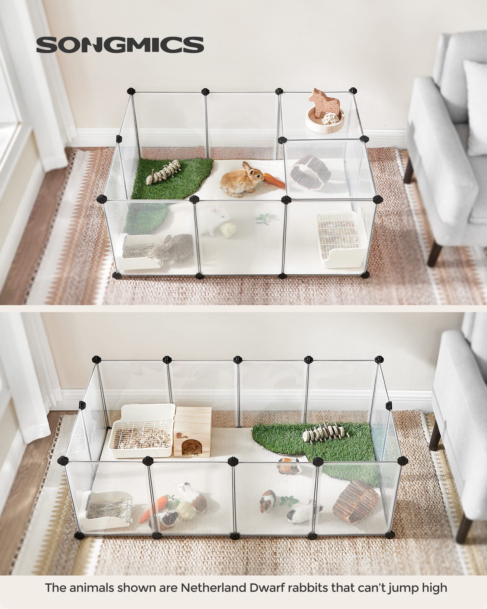 Foto 3 pulgar | Pet Playpen Songmics Ulpc001w01 125 X 63 X 42 Cm Para Animales Pequeños - Venta Internacional.