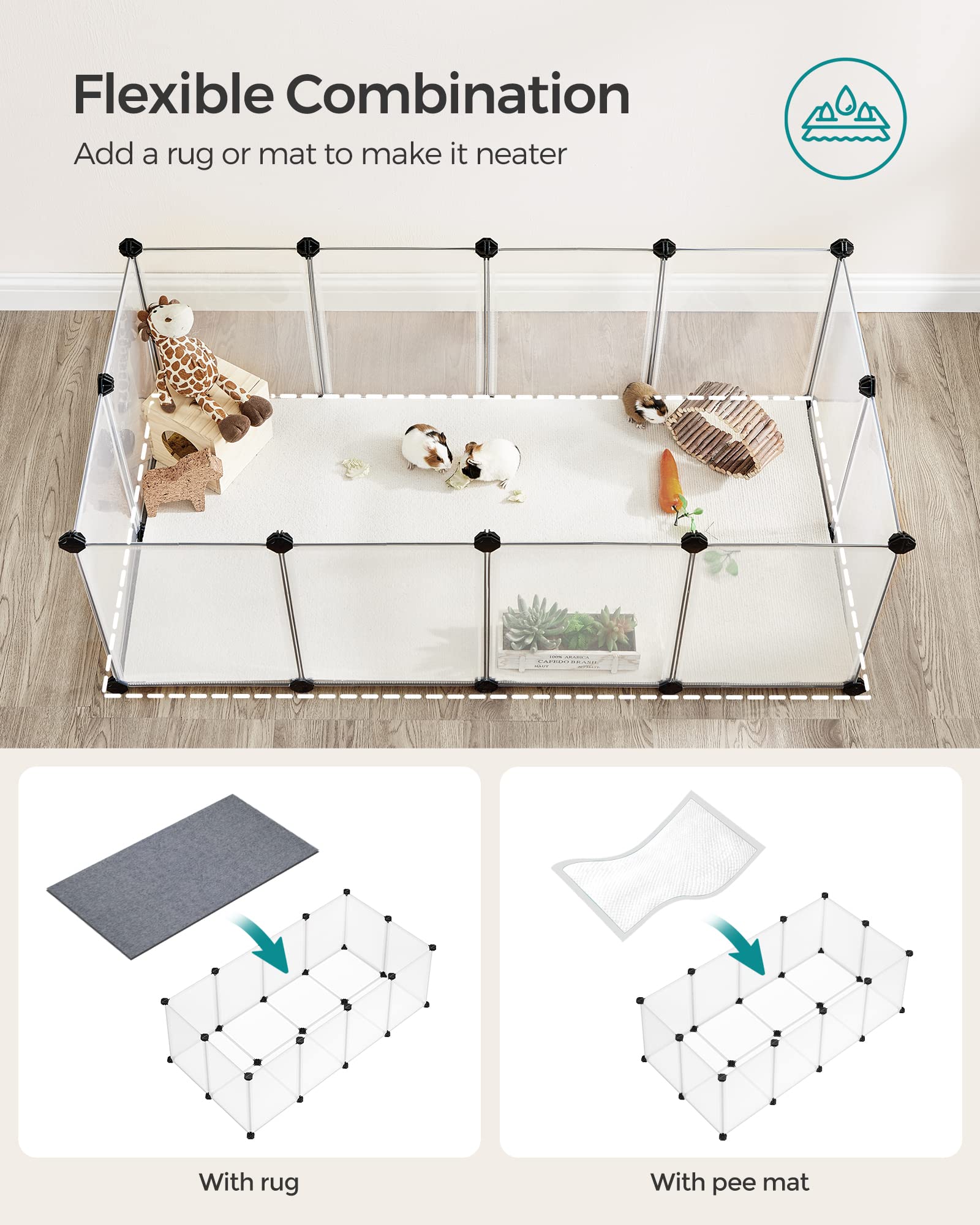 Foto 5 | Pet Playpen Songmics Ulpc001w01 125 X 63 X 42 Cm Para Animales Pequeños - Venta Internacional.