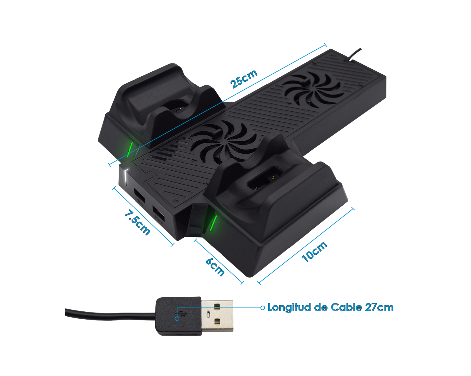 Foto 3 pulgar | Base Ventilador Virtual Zone color Negro para Xbox One X y Cargador Doble para Control