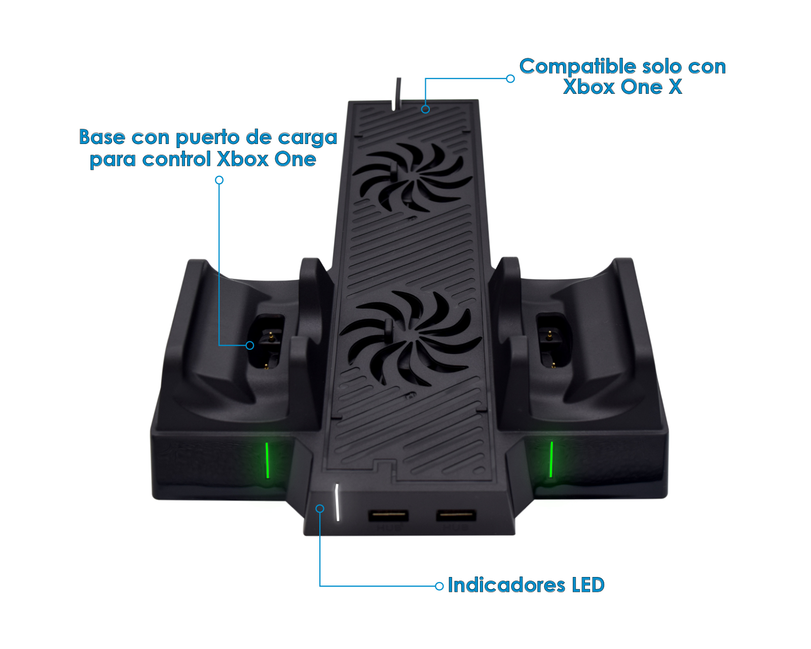 Foto 4 pulgar | Base Ventilador Virtual Zone color Negro para Xbox One X y Cargador Doble para Control
