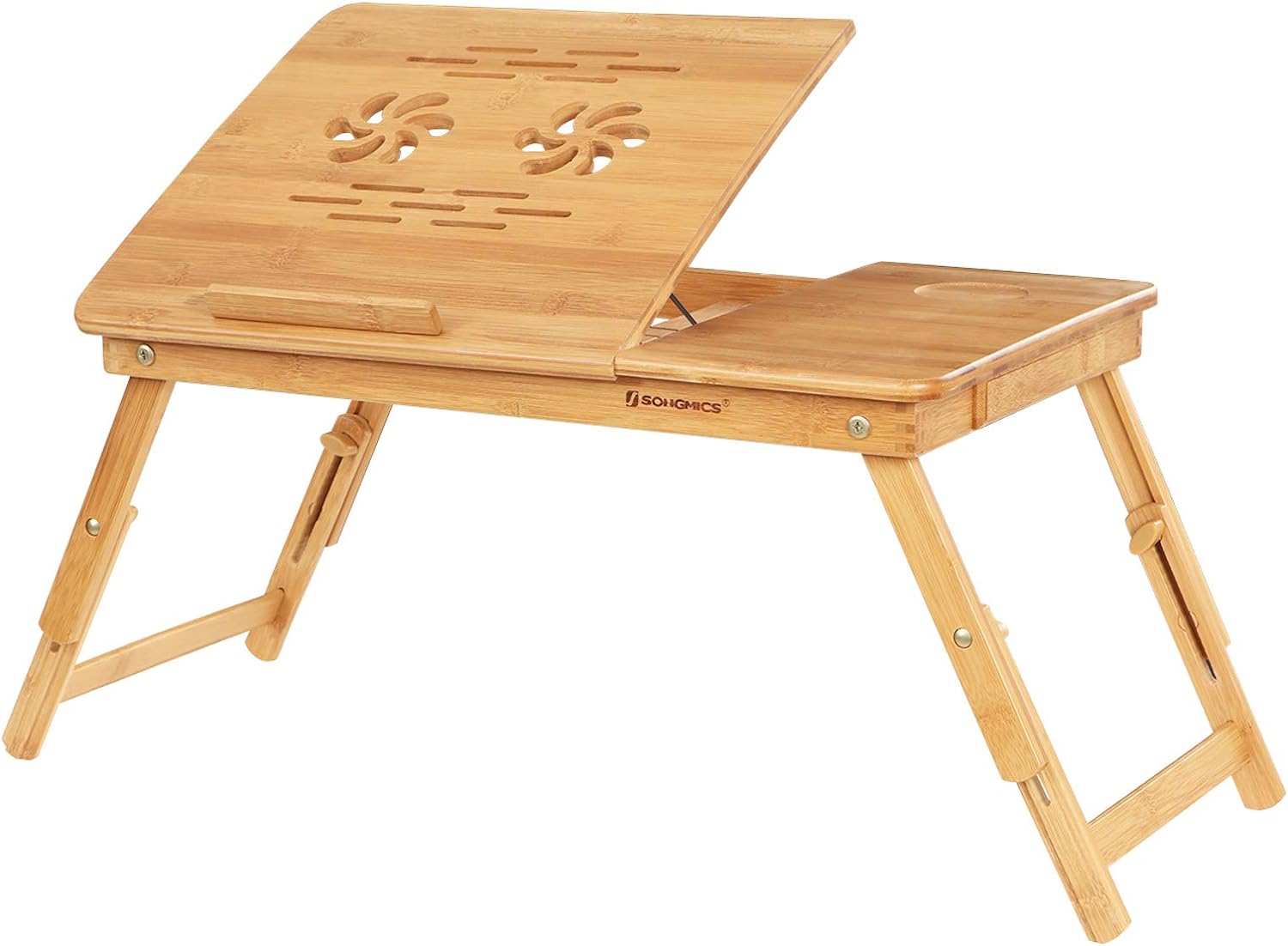 Foto 6 pulgar | Mesa De Cama Ajustable De Bambú Con Cajón, Songmics