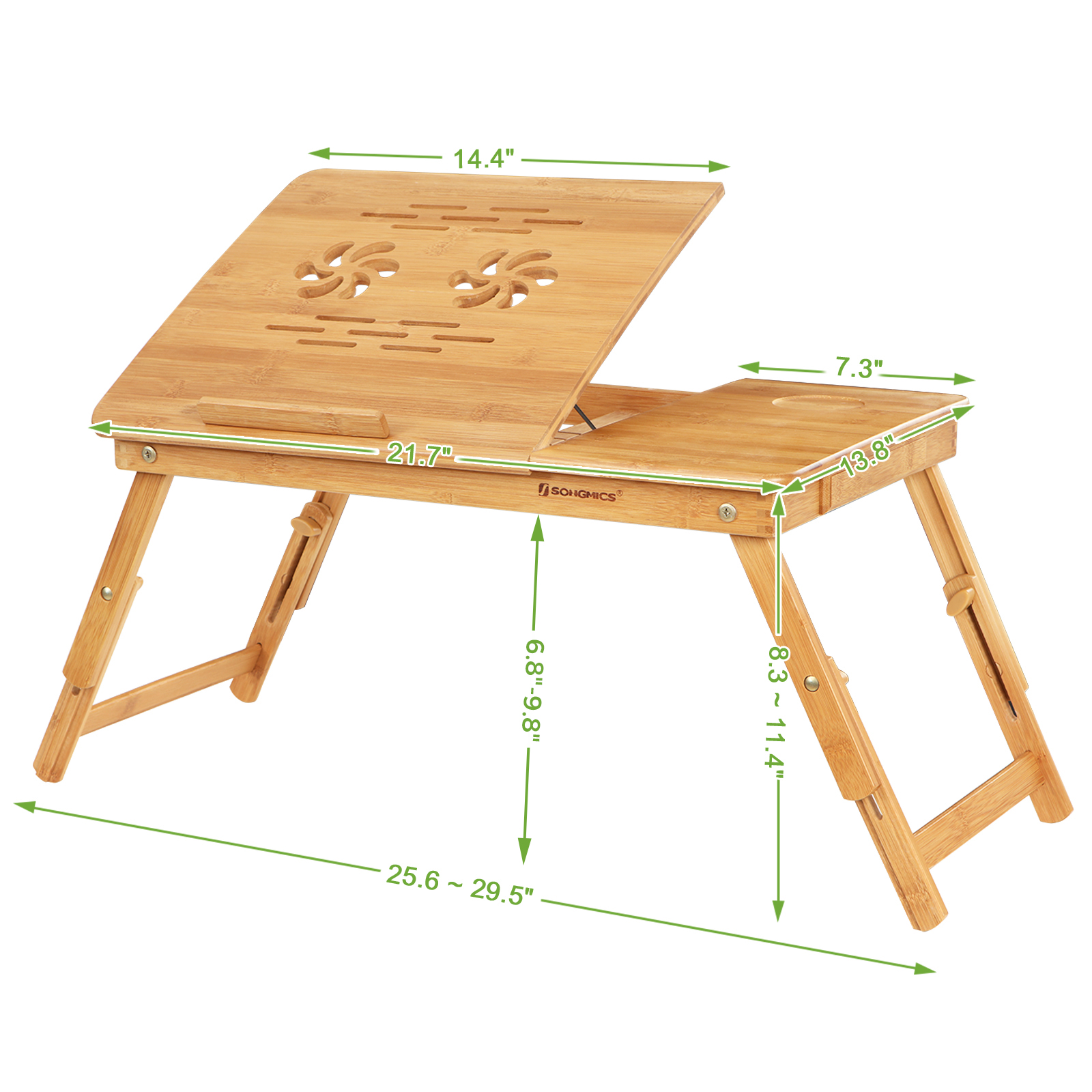 Foto 7 pulgar | Mesa De Cama Ajustable De Bambú Con Cajón, Songmics
