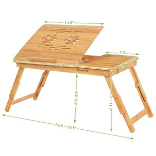Foto 6 | Mesa De Cama Ajustable De Bambú Con Cajón, Songmics