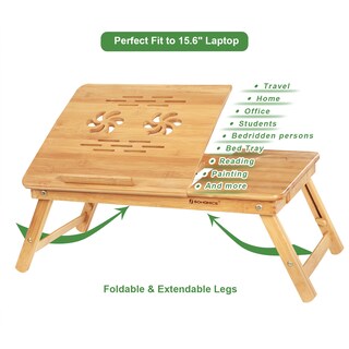 Foto 7 | Mesa De Cama Ajustable De Bambú Con Cajón, Songmics