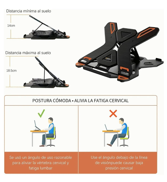 Foto 3 pulgar | Base Xtellar Ajustable Para Portátil + Soporte Para Teléfono Móvil Color Negro Lz