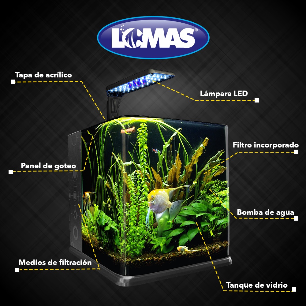 Foto 5 pulgar | Acuario Nano Cubo Lomas Transparente de 18 l
