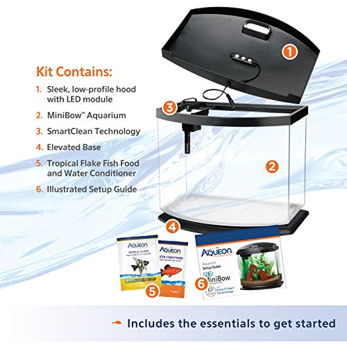 Foto 8 pulgar | Minibow Led Aquarium Aqueon, Tamaño Pequeño, Negro, 19 L, Con Smartclean - Venta Internacional.
