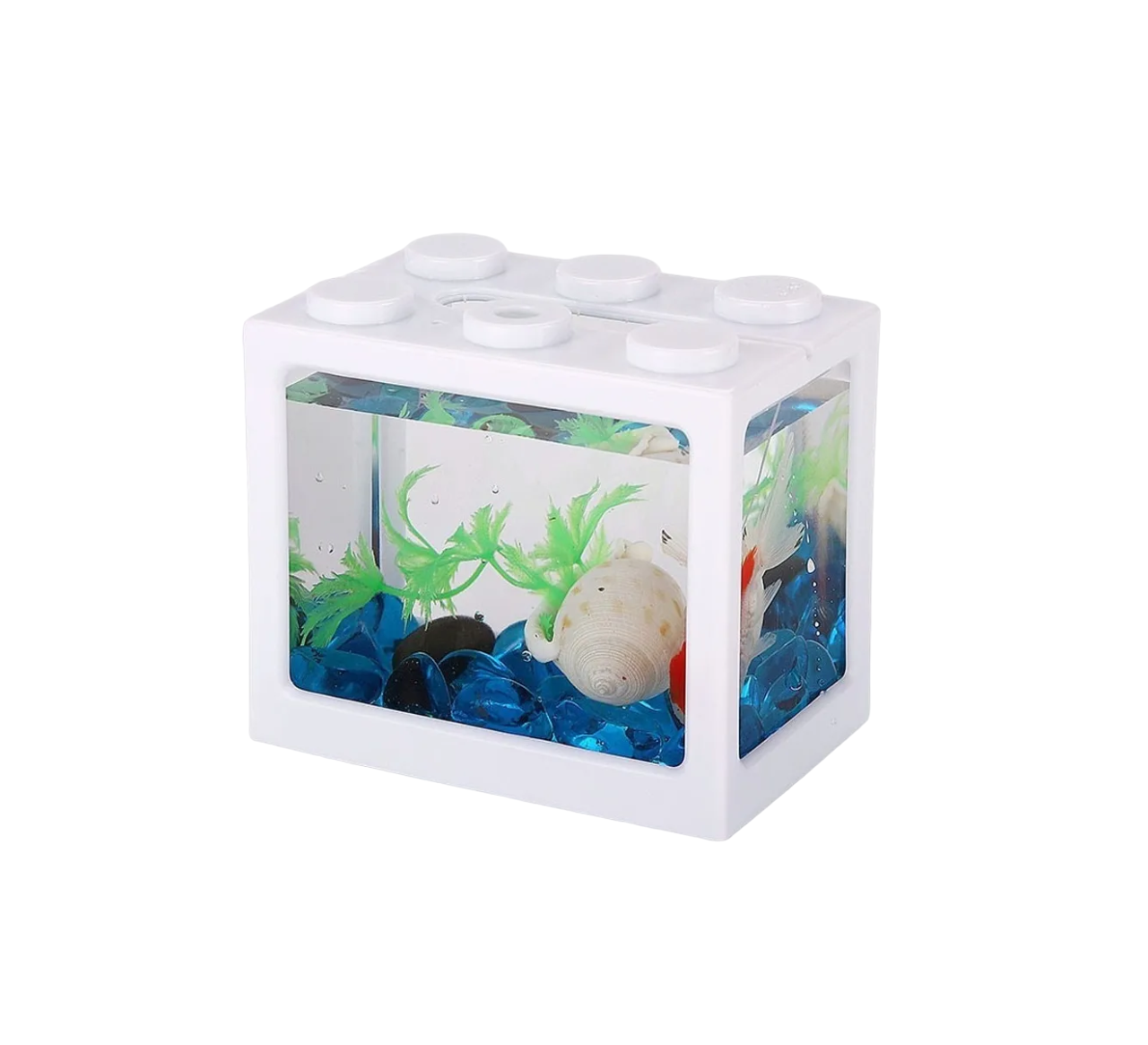 Mini Pecera con Luz Malubero para Pez Beta Blanca