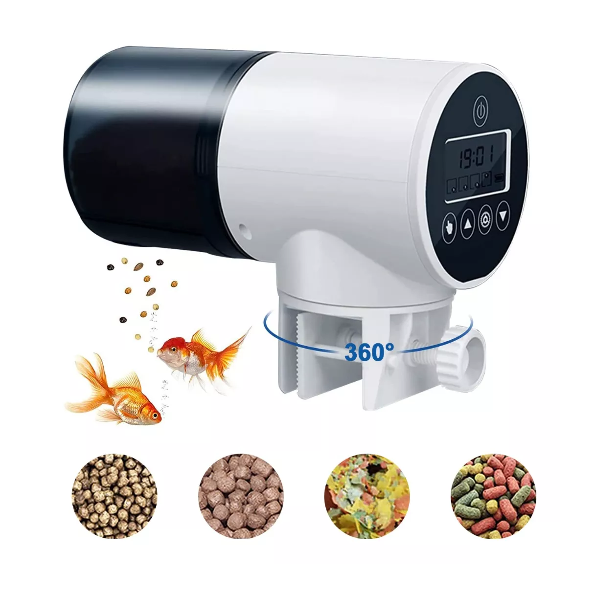 Foto 3 pulgar | Alimentador Dispensador Automático de Peces Capacidad 200 Ml Blanco/Negro