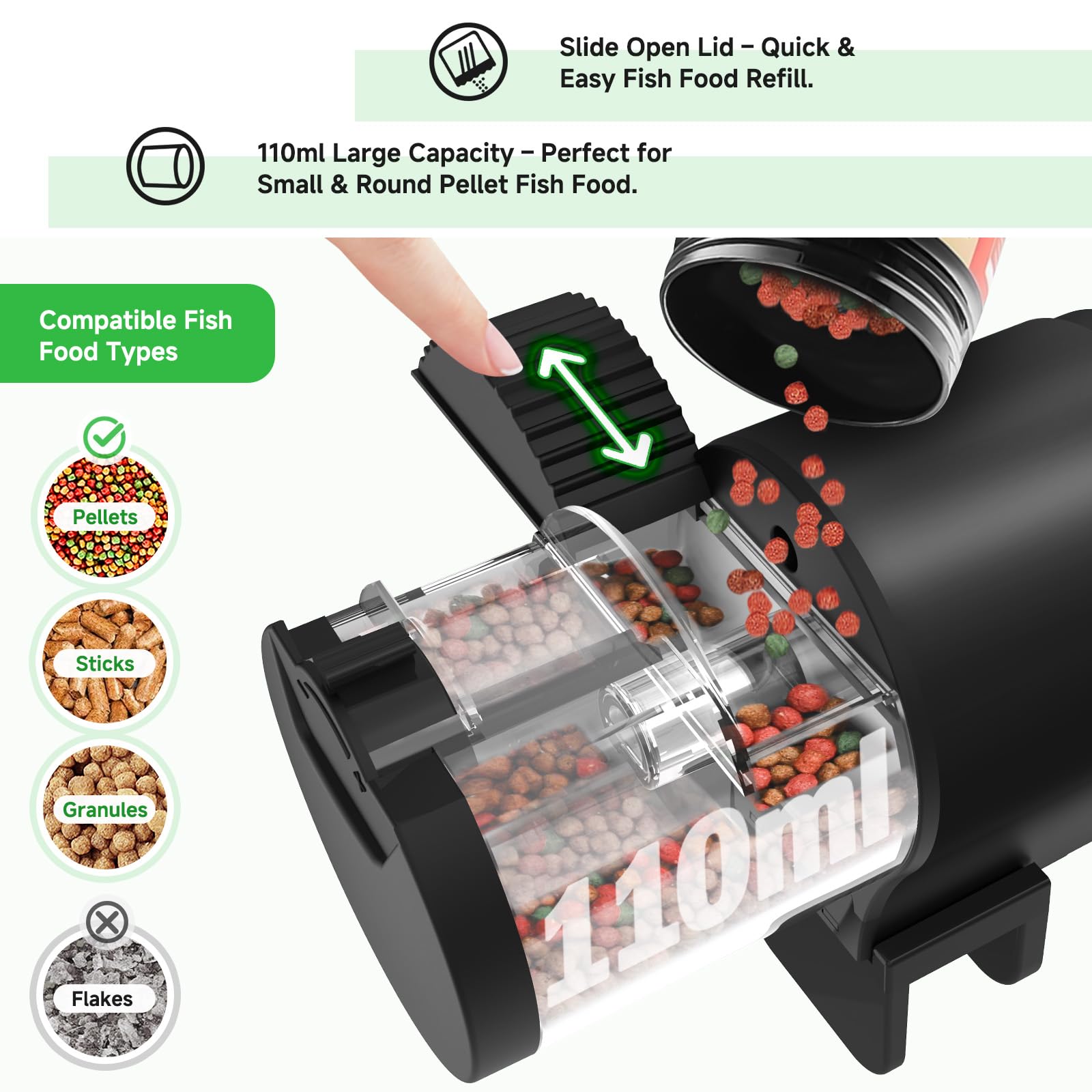 Foto 3 pulgar | Comedero Automático Para Peces Aqqa De 110 Ml De Capacidad Con Temporizador 12/24/48 H - Venta Internacional.