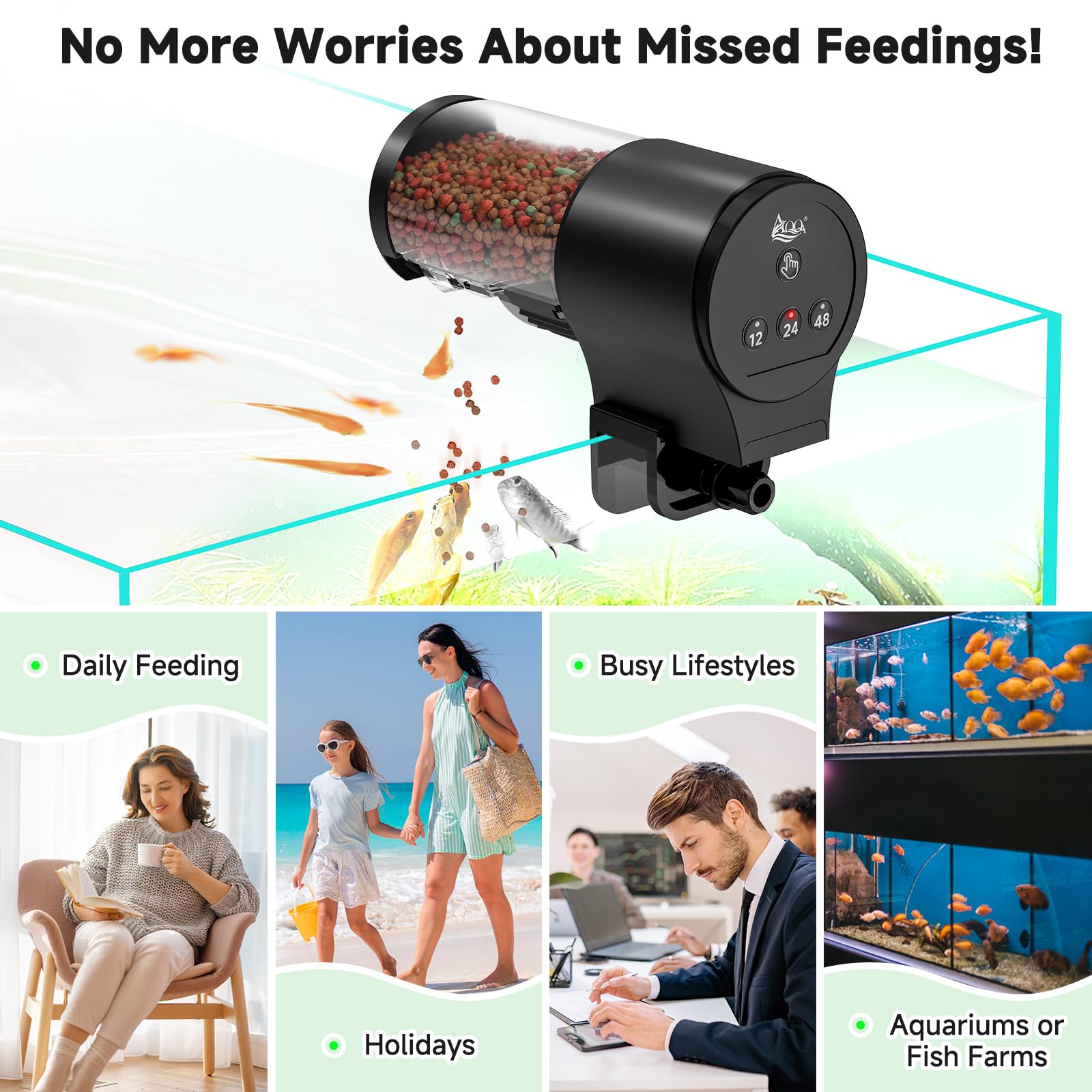 Foto 7 | Comedero Automático Para Peces Aqqa De 110 Ml De Capacidad Con Temporizador 12/24/48 H - Venta Internacional.