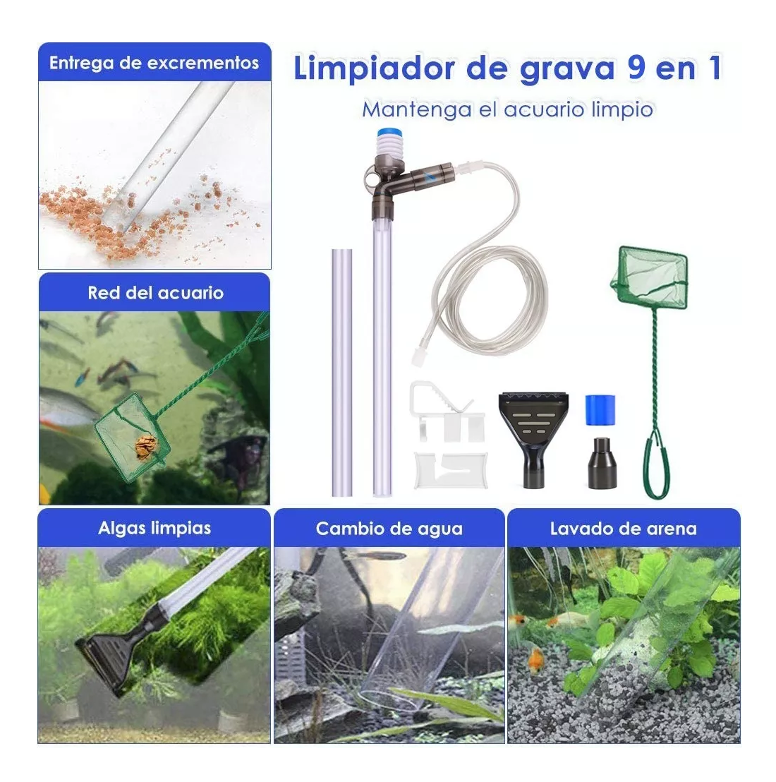 Foto 5 pulgar | Sifón Manual Para Acuarios Belug Pecera Lava Grava Kit De 9 En 1