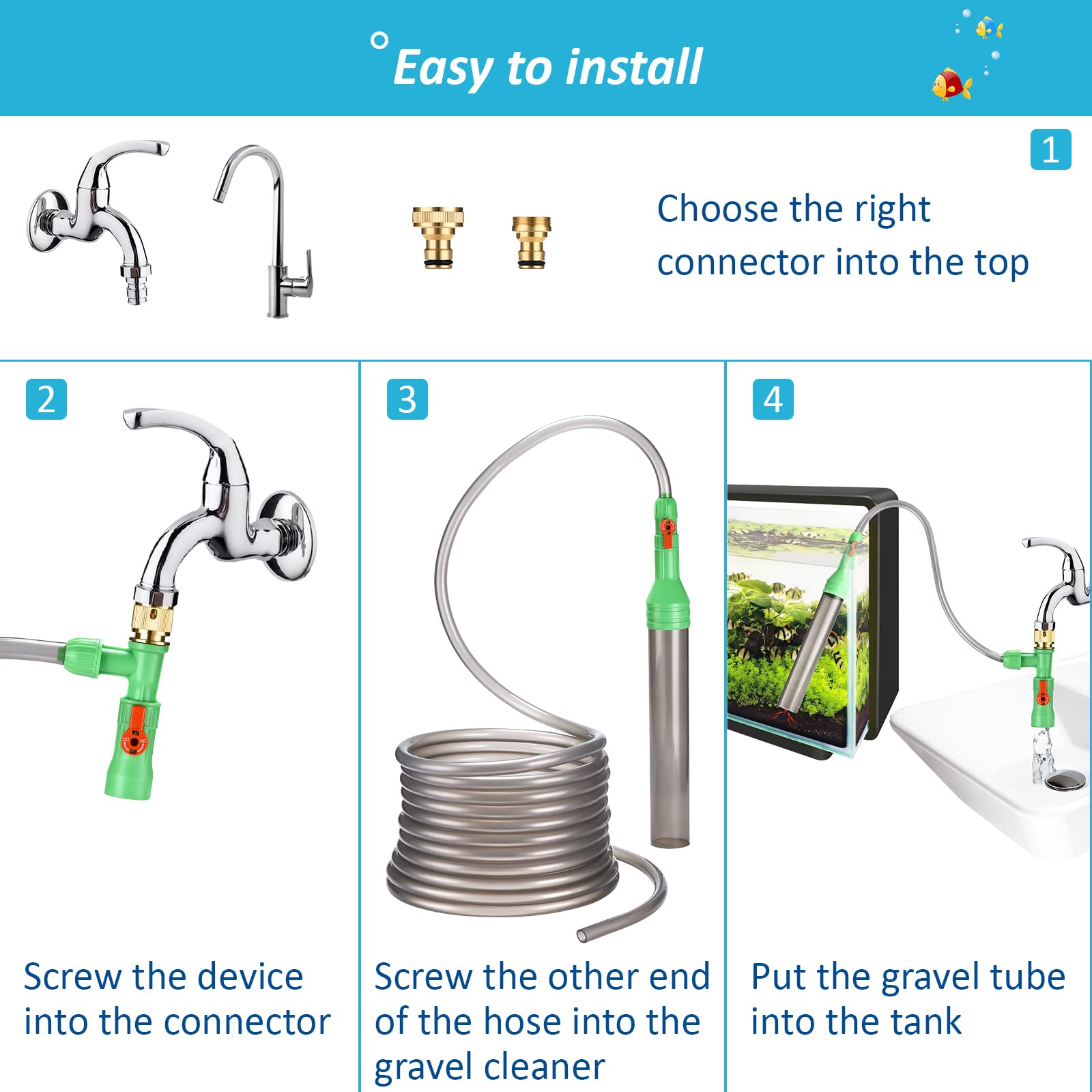 Foto 3 | Kit Cambiador De Agua Para Acuarios, Herramientas De Limpieza Para Peceras Zzm - Venta Internacional.