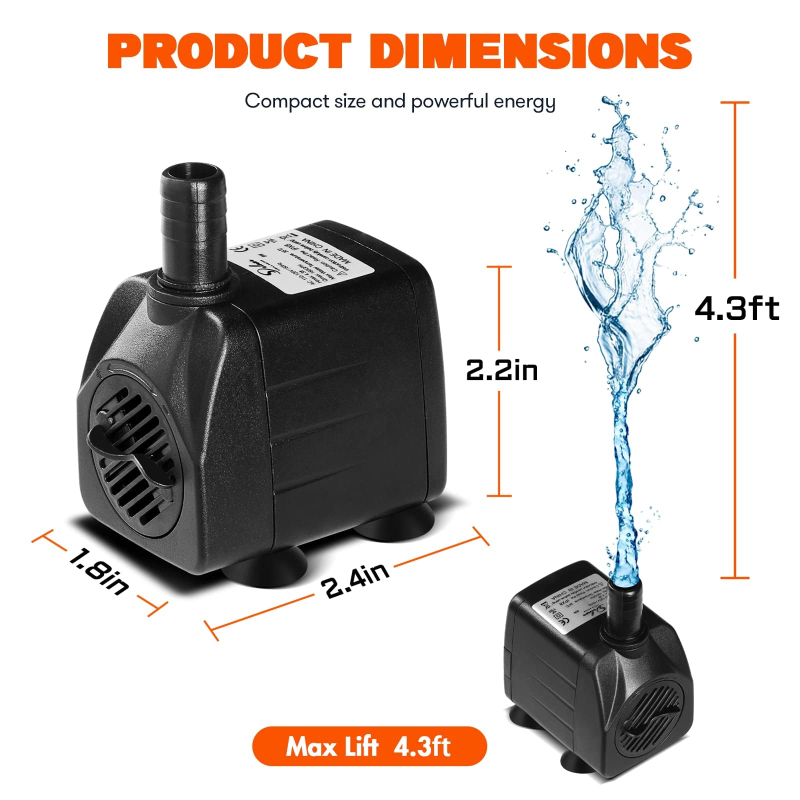 Foto 3 pulgar | Bomba De Agua Simple Deluxe, 600 L/h, Sumergible, Elevador De 8 W Y 4.3 Pies - Venta Internacional.
