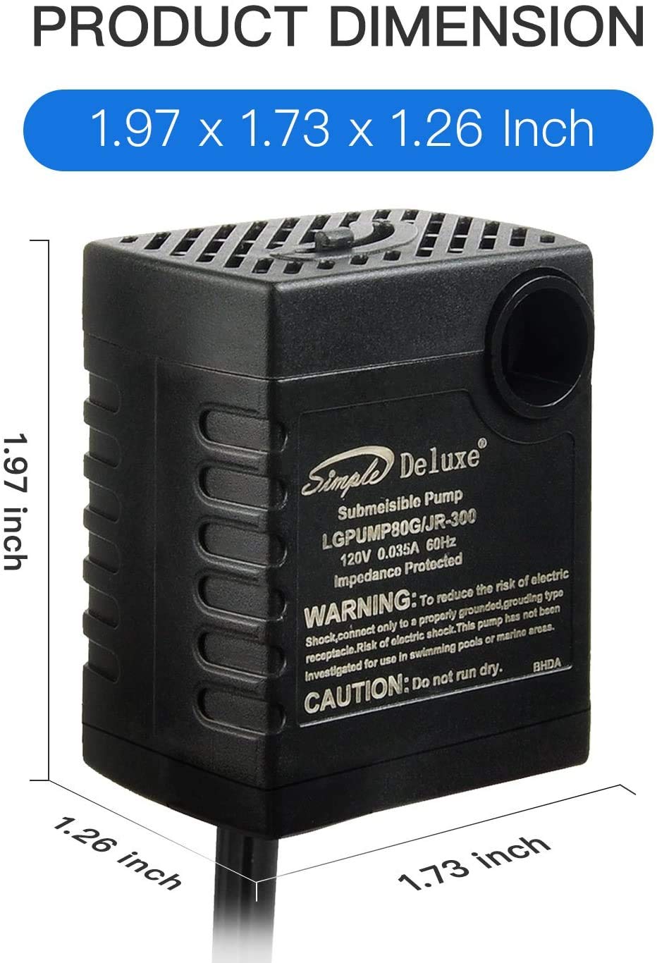 Foto 4 pulgar | Bomba Sumergible Simple Deluxe 300l/h Para Hidroponía Negra - Venta Internacional.