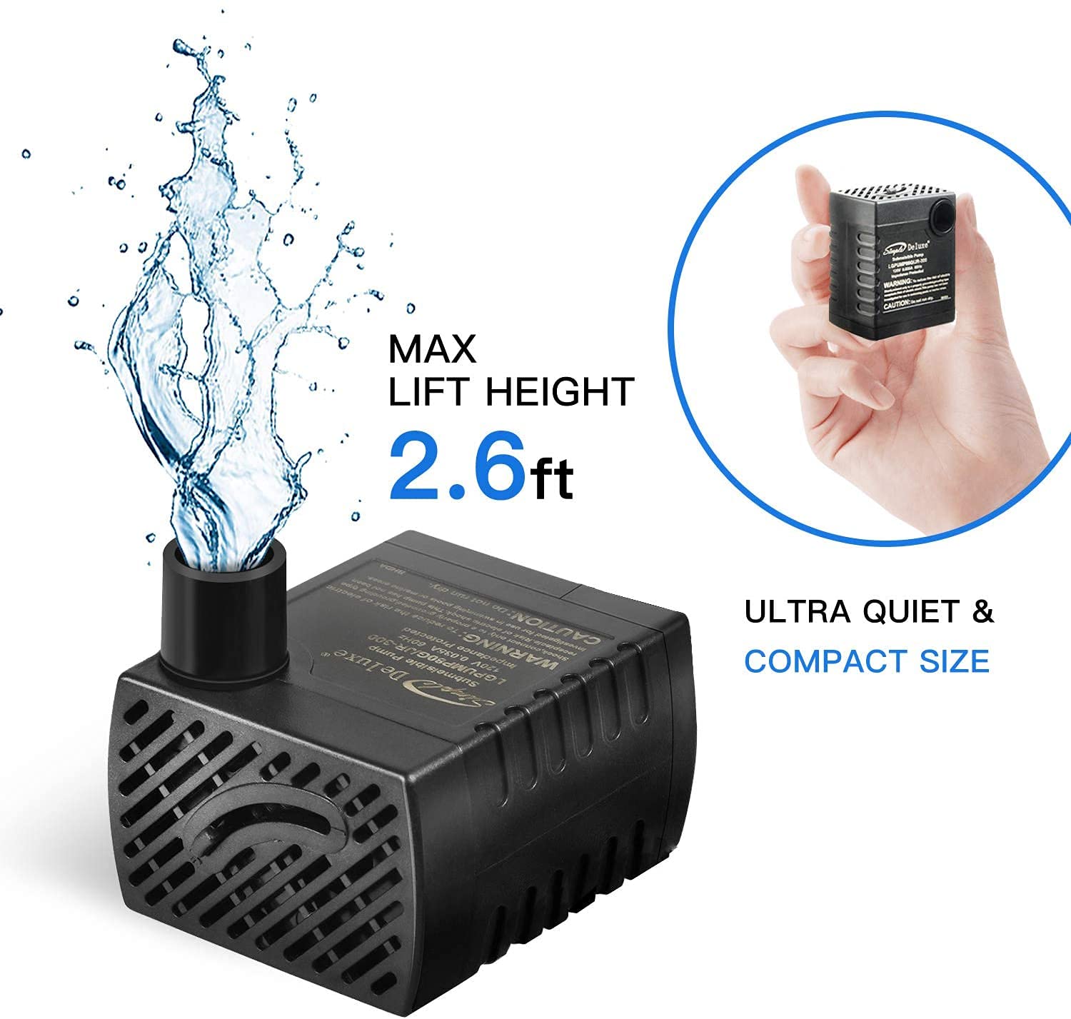 Foto 5 pulgar | Bomba Sumergible Simple Deluxe 300l/h Para Hidroponía Negra - Venta Internacional.