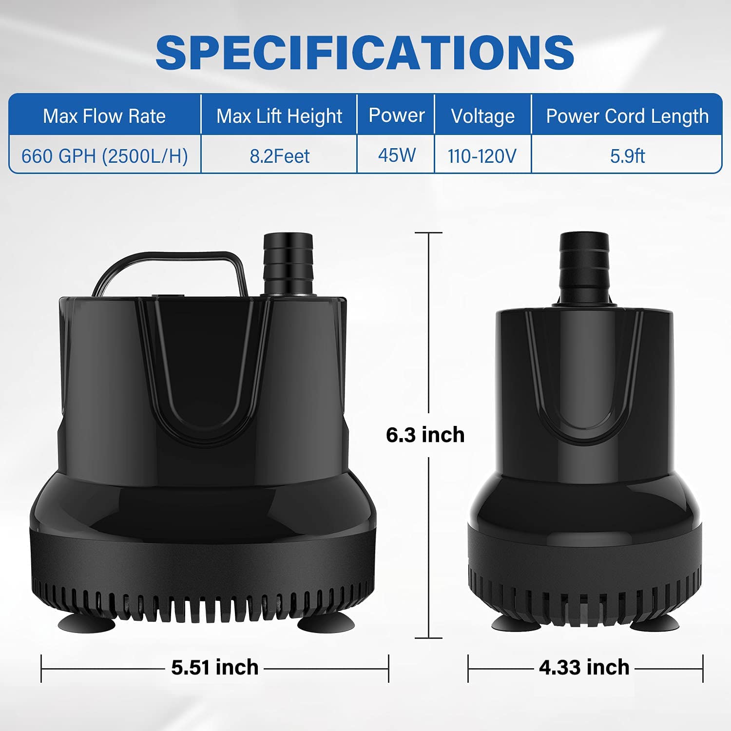 Foto 6 pulgar | Bomba De Agua Simple Deluxe 660gph Sumergible 2500l/h 45w - Venta Internacional.