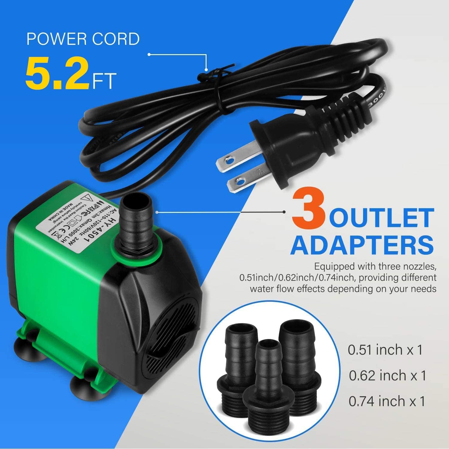 Foto 5 pulgar | Bomba Sumergible Simple Deluxe De 60 W, 3000 L/h, 10 Pies De Elevación, 800 Gph - Venta Internacional.