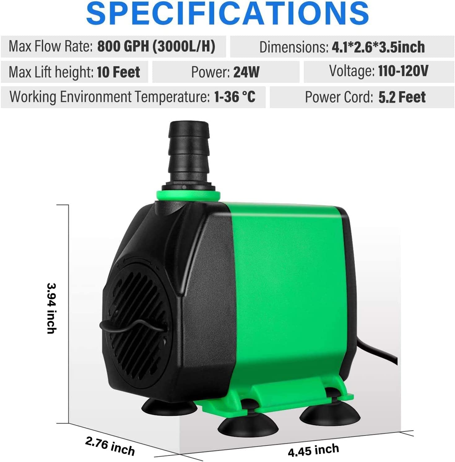 Foto 5 | Bomba Sumergible Simple Deluxe De 60 W, 3000 L/h, 10 Pies De Elevación, 800 Gph - Venta Internacional.