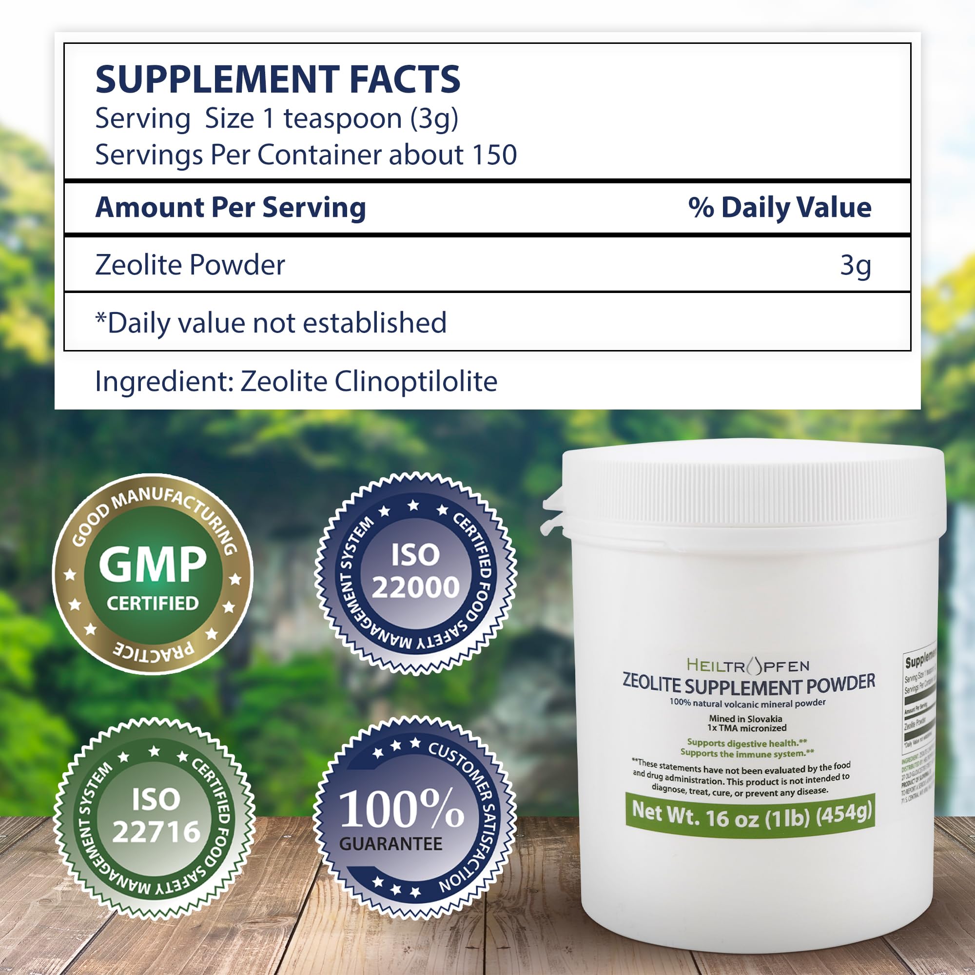 Foto 3 pulgar | Suplemento Dietético Heiltropfen Zeolite Powder 454 G Detox - Venta Internacional.