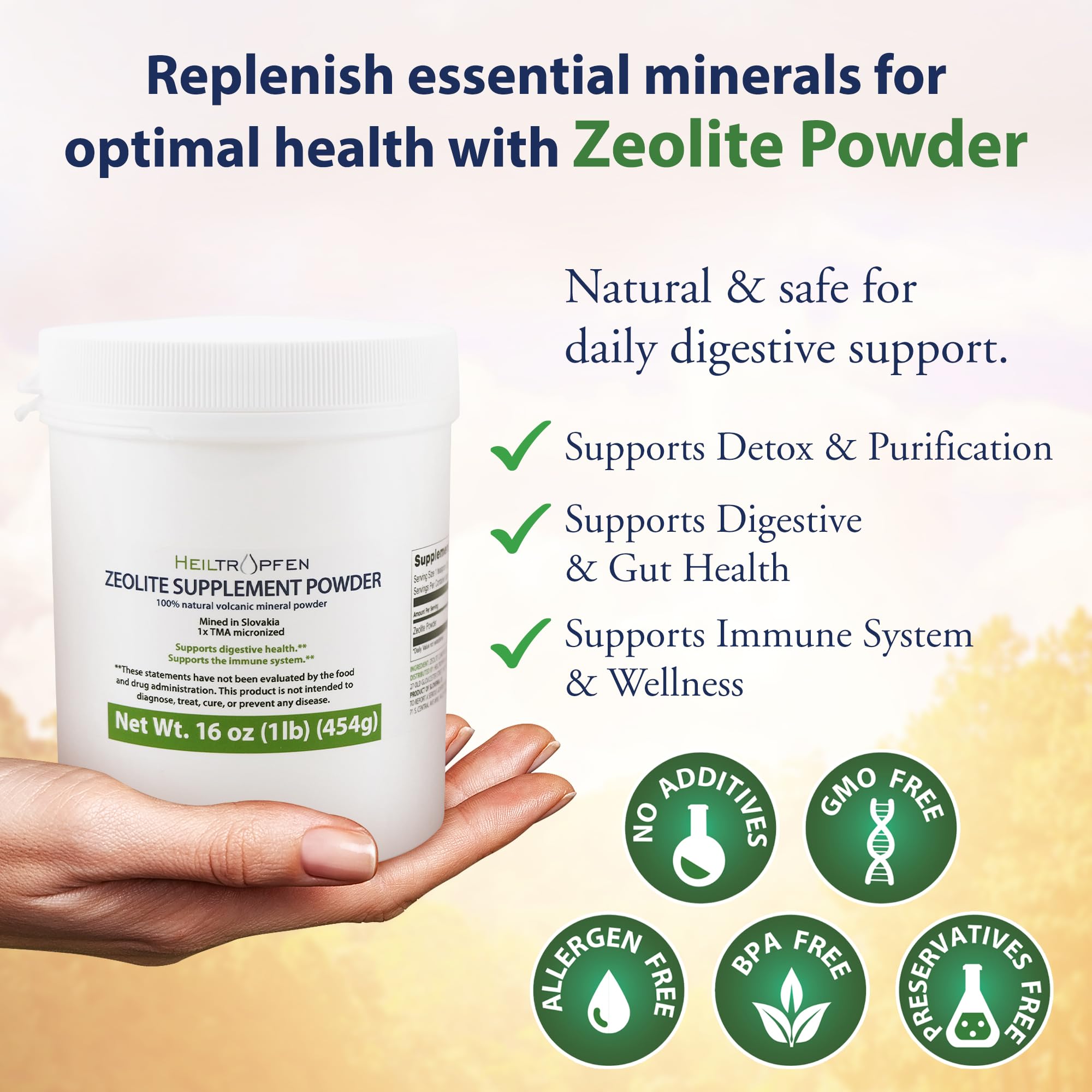 Foto 5 pulgar | Suplemento Dietético Heiltropfen Zeolite Powder 454 G Detox - Venta Internacional.
