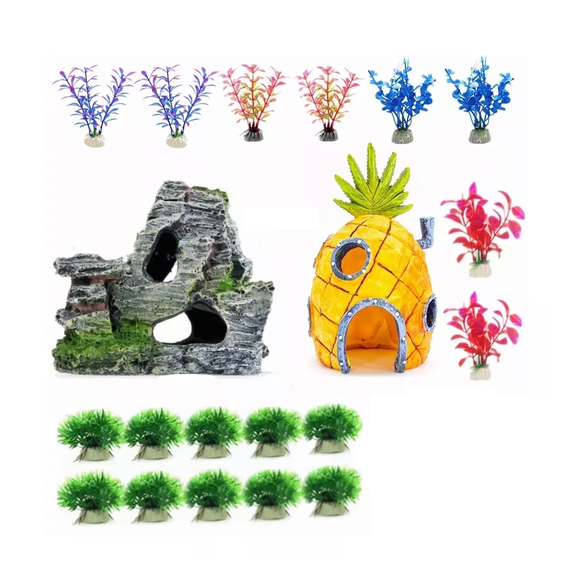 Foto 2 pulgar | Kit 20 Pcs Acuario Pecera Plantas Artificiales Decorativas  Eo Safe Imports Esi-9413 Multicolor