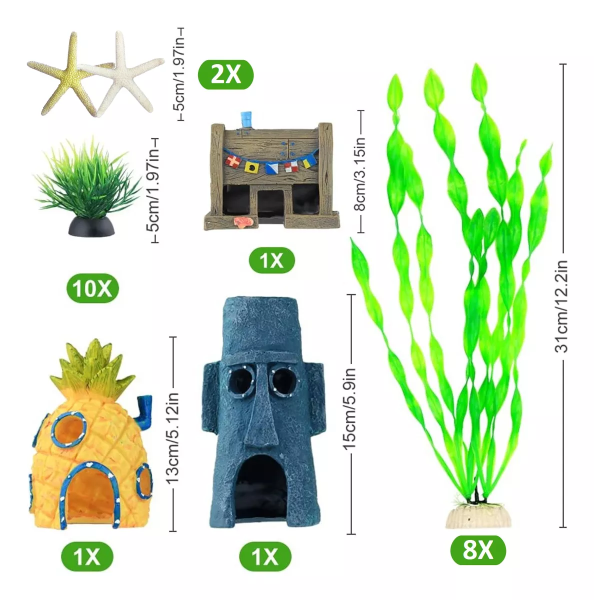 Foto 2 | Kit Plantas Artificiales Decorativas para Acuario Eo Safe Imports ESI-9799 Multicolor 23 Piezas