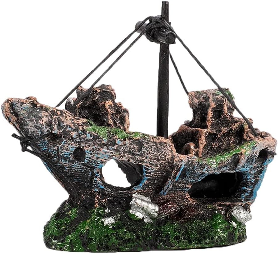 Foto 2 pulgar | Resina Para Decoración De Acuarios, Diseño De Barco Hundido Y Naufragado, Para Peces Bronceados - Venta Internacional.
